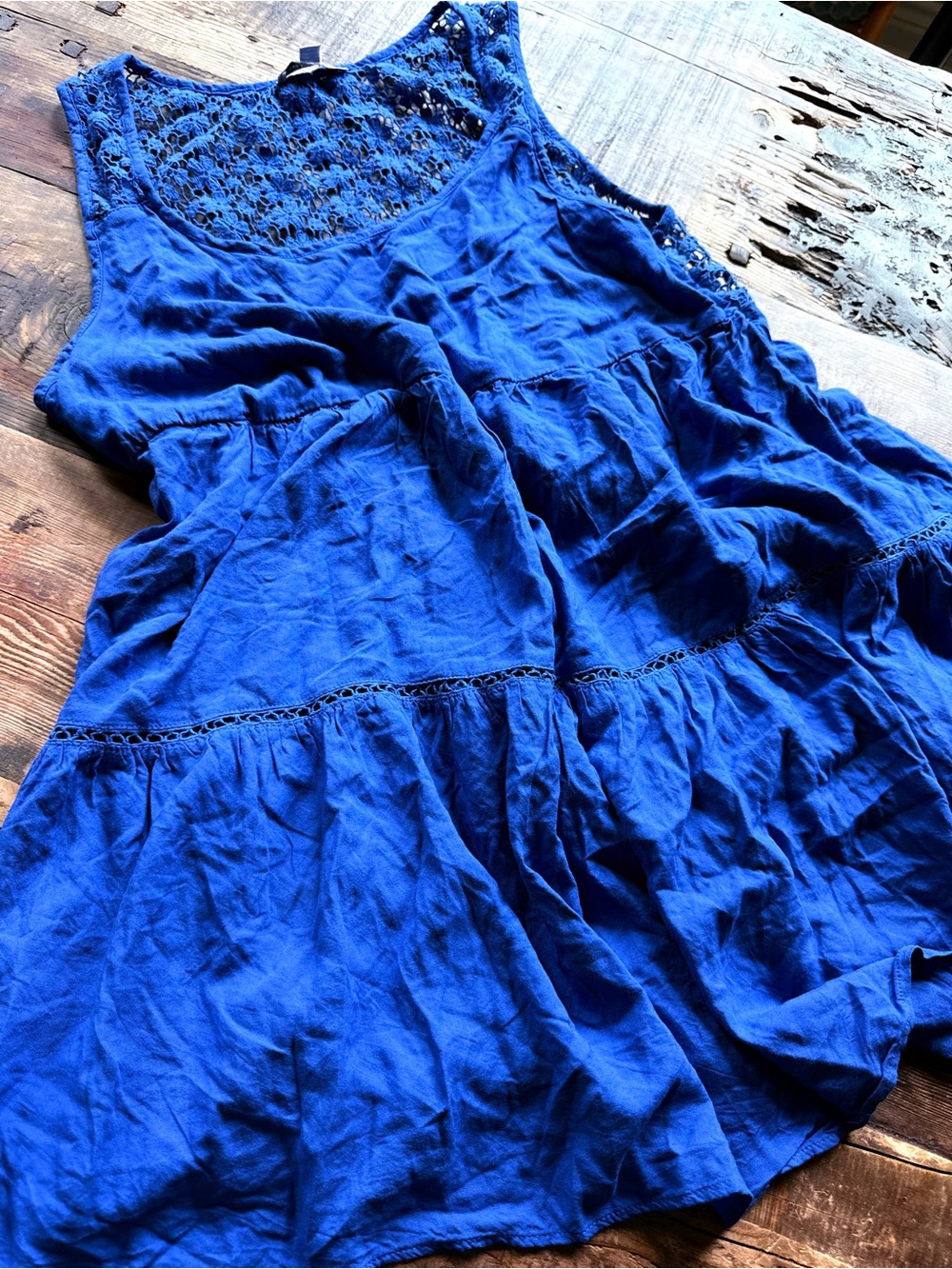 American Eagle Outfitters Royal Blue Crochet Tank mini dress Size L
